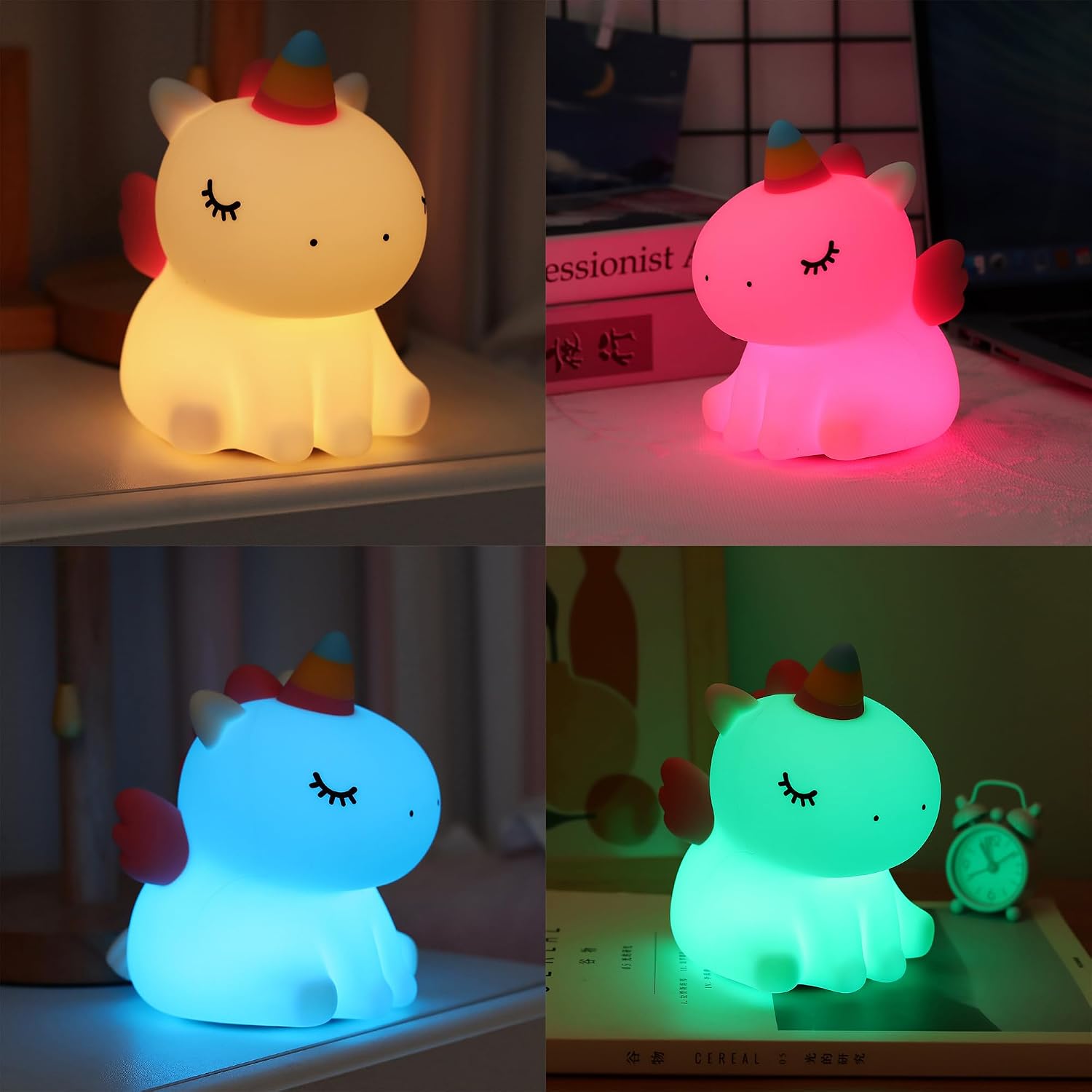Unicorn Night Light for Kids, Silicone Baby Nursery Night Light Dimmable LED Unicorns Lamp Rechargeable Bedside Lamp Nightlight Unicorn…