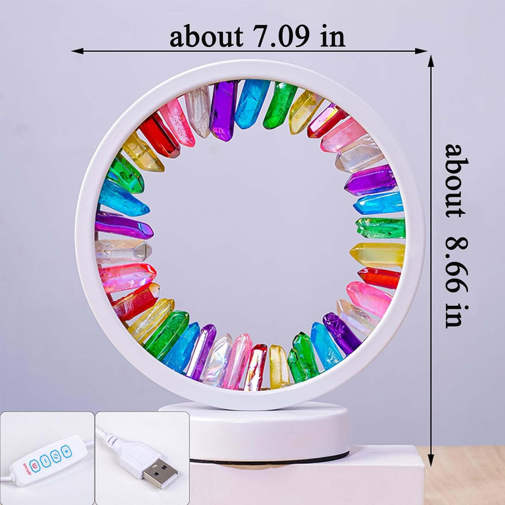 Runyansghi Chroma Electroplated Single Point Night Lamp 8.6" Healing Crystal Bedside Lamp USB Port 3 Colours Dimming Mode Bedroom Lamp…