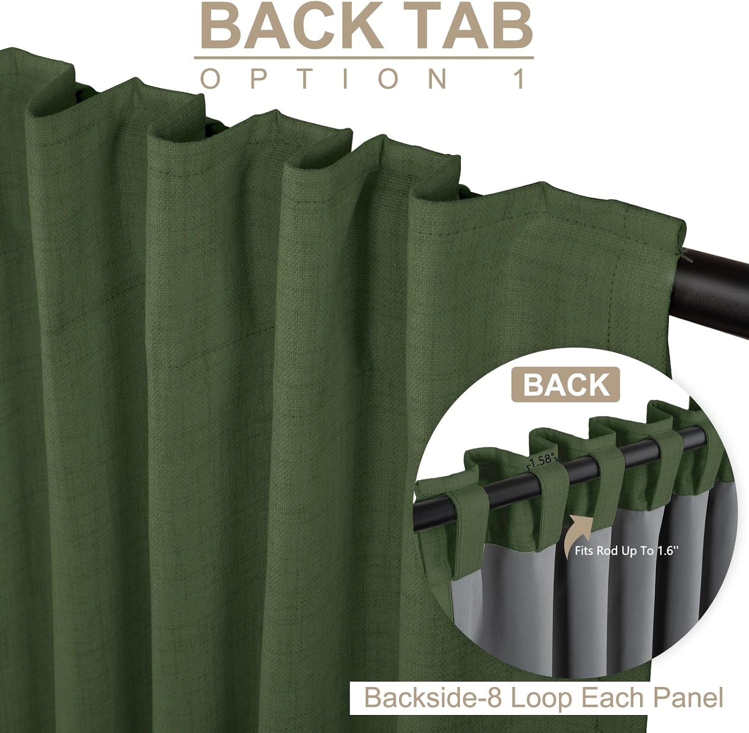 100BlackoutShield 100% Blackout Shield Linen Blackout Curtains for Bedroom 84 Inches Long, Back Tab/Rod Pocket Living Room Drapes, Thermal…