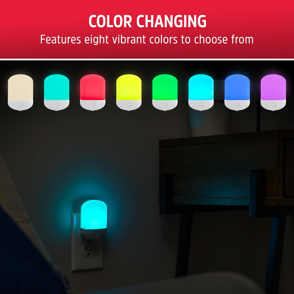 Energizer Night Light, Color Changing, Nightlight for Bedroom, Bathroom, Nursery, Hallway, Kitchen, White Base, 81567