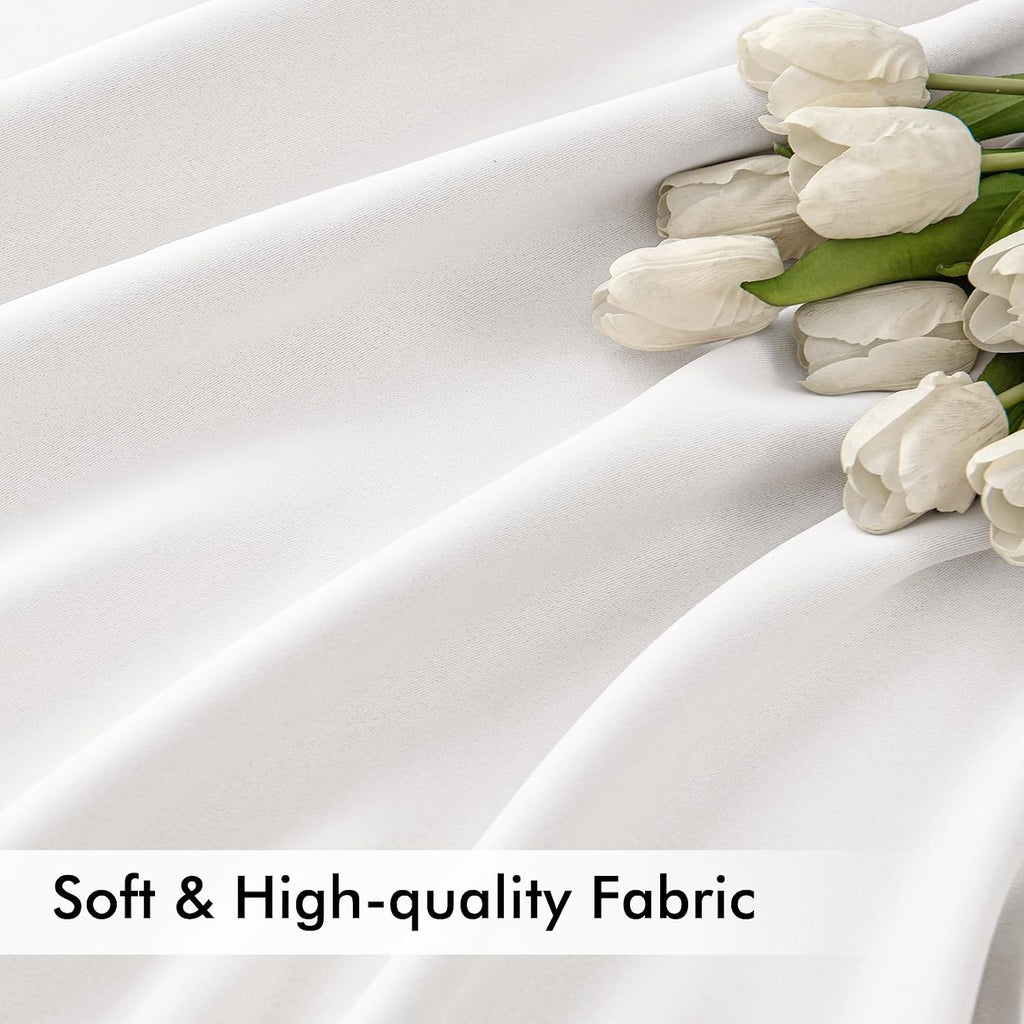 Miulee Pure White Back Tab Blackout Curtains 108 Inch Long 2 Panels Set for Bedroom, Rod Pocket/Pinch Pleat Extra Long Thermal Insulated Li…