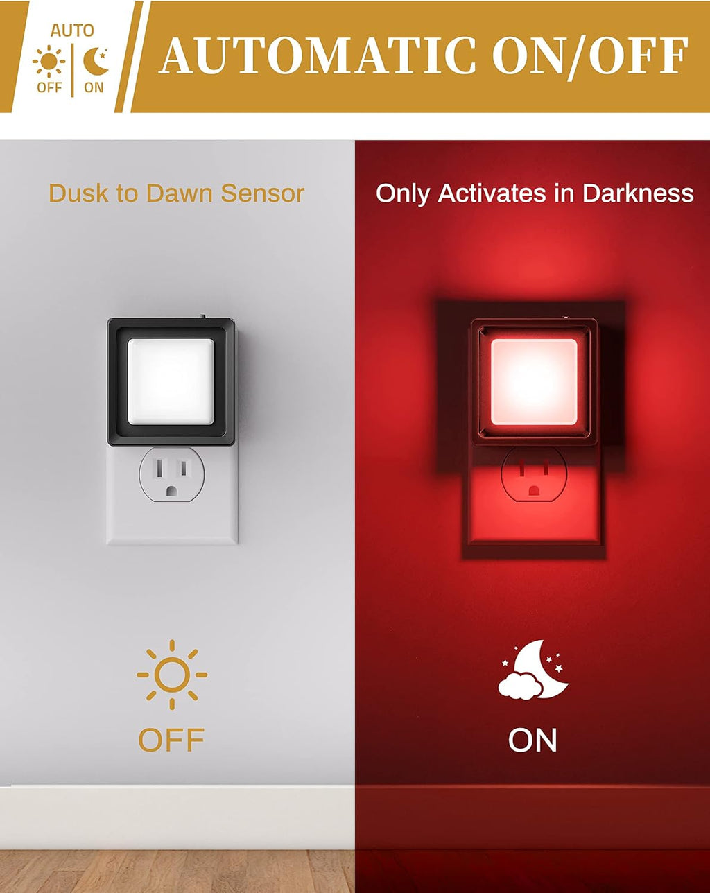 DORESshop Red Night Light [2 Pack], Night Lights Plug Into Wall, Night Light Dusk to Dawn Sensor, LED NightLight Adjustable Brightness…