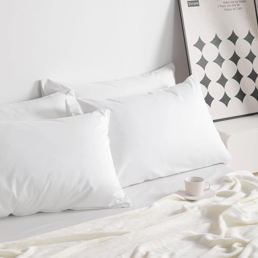 Ntbay Queen Cotton Pillowcases - Envelope Closure 20x30 Pillowcases Set of 2, Breathable and Soft Bed Pillow Cases, Cream Cotton