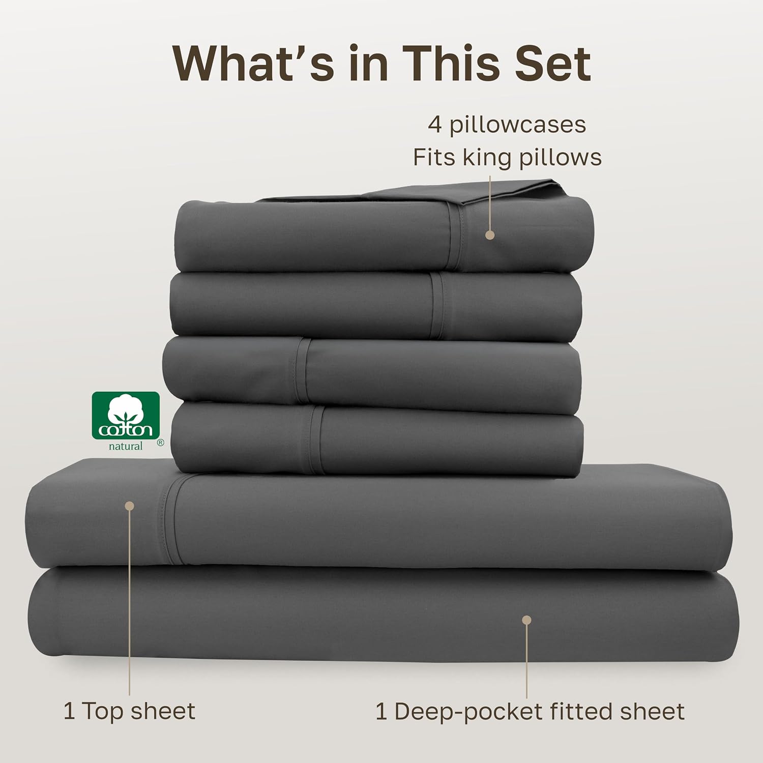 CaliforniaDesignDen California Design Den 6-Pc King Size Sheet Set with 4 Pillowcases - Soft 400 Thread Count 100% Cotton Sheets, Sateen We…