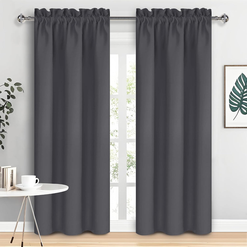 Dwcn Blackout Curtains for Bedroom 84 inches Long 2 Panels Set, Solid Thermal Insulated Energy Saving Rod Pocket Window Treatment Curtains…