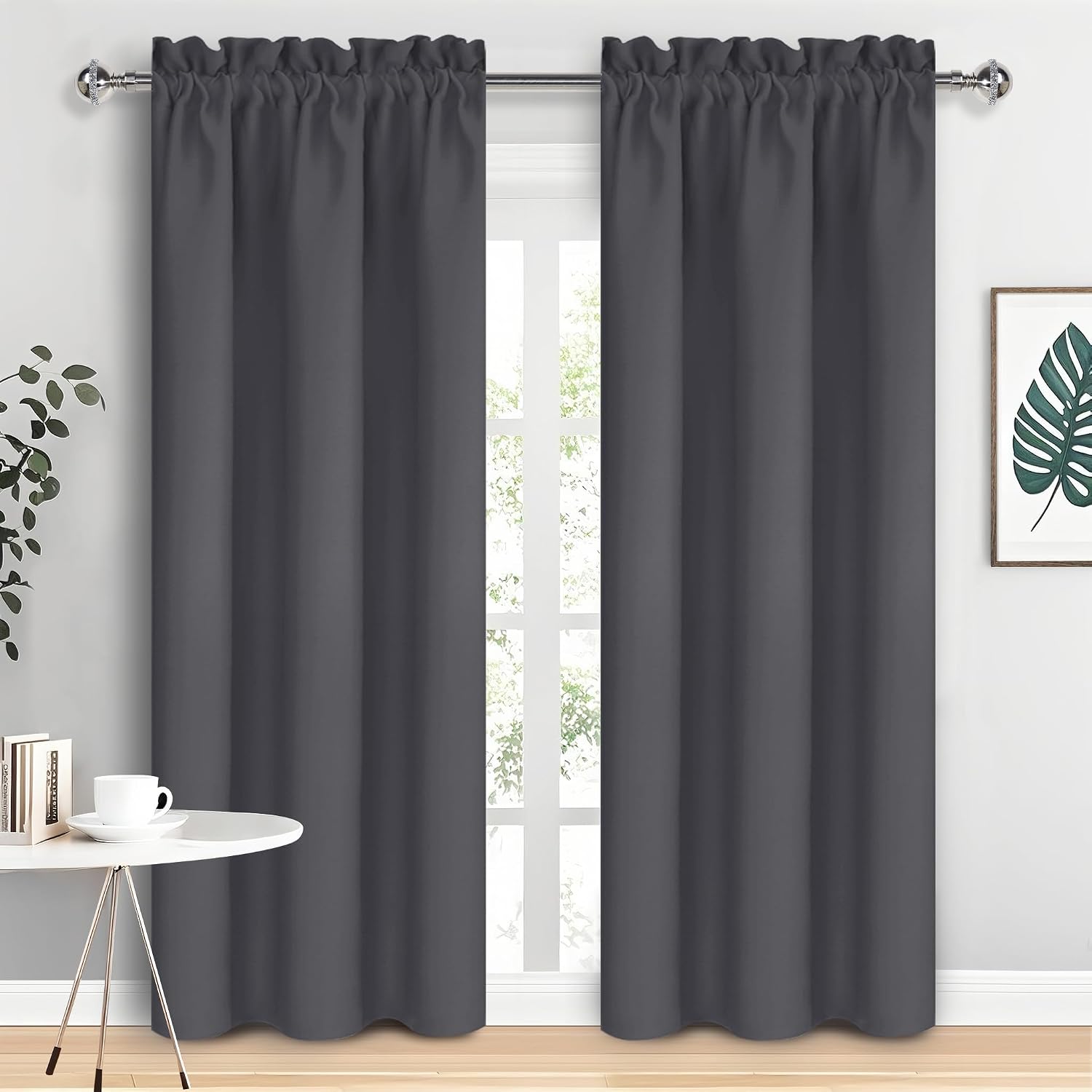 Dwcn Blackout Curtains for Bedroom 84 inches Long 2 Panels Set, Solid Thermal Insulated Energy Saving Rod Pocket Window Treatment Curtains…