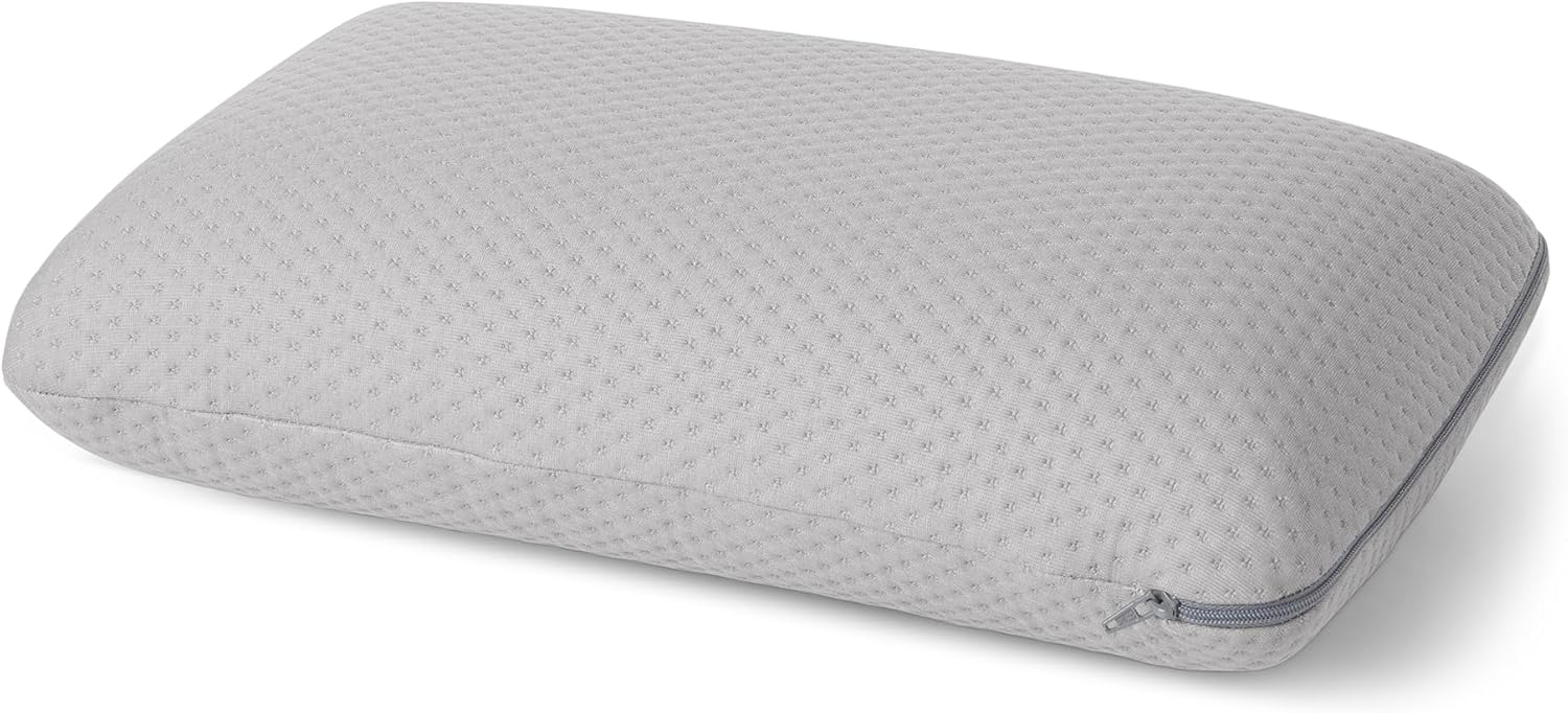 AmazonBasics Amazon Basics Camping Pillow, Memory Foam Travel Pillow with Washable Cover Grey