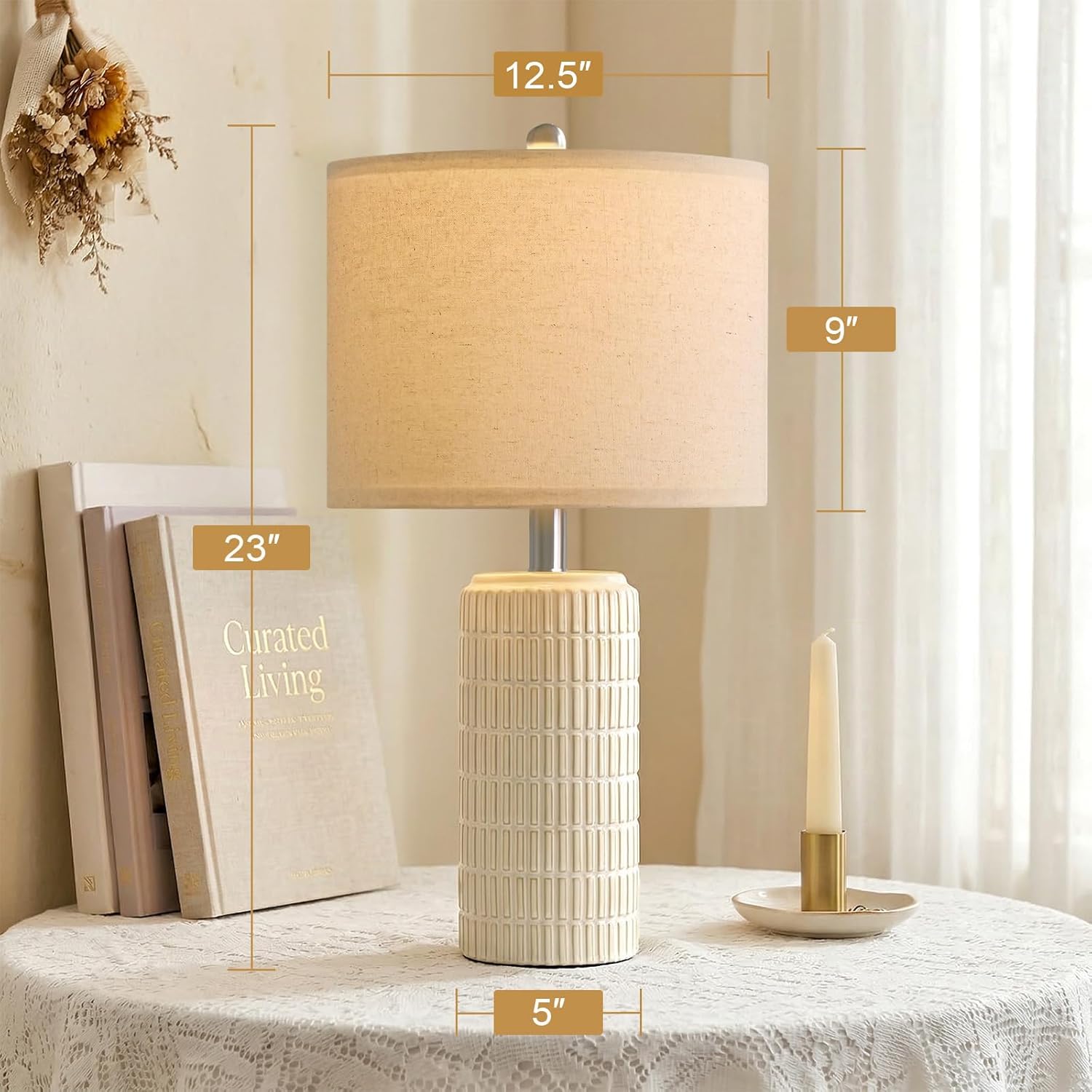 PoKat 23'' Dimmable Table Lamps with Remote for Living Room, Modern Stepless Adjustable Bedside Lamps Set of 2 for Bedroom, Nightstand…