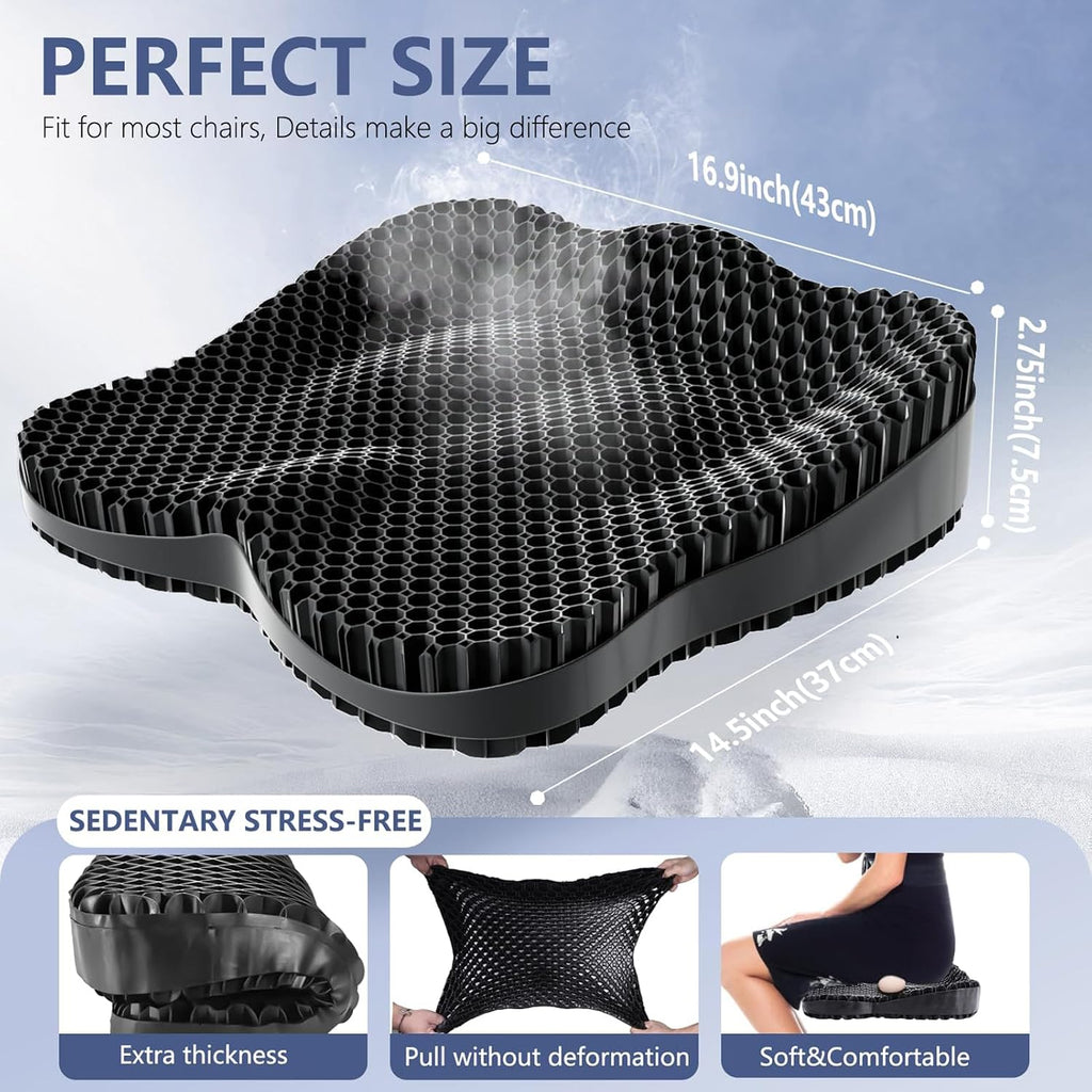 Tsmertor Thicker Seat Cushion for Office Chair, Big Gel Seat Cushion for Long Sitting, Support for Sciatica & Back, Breathable Chair Seat…