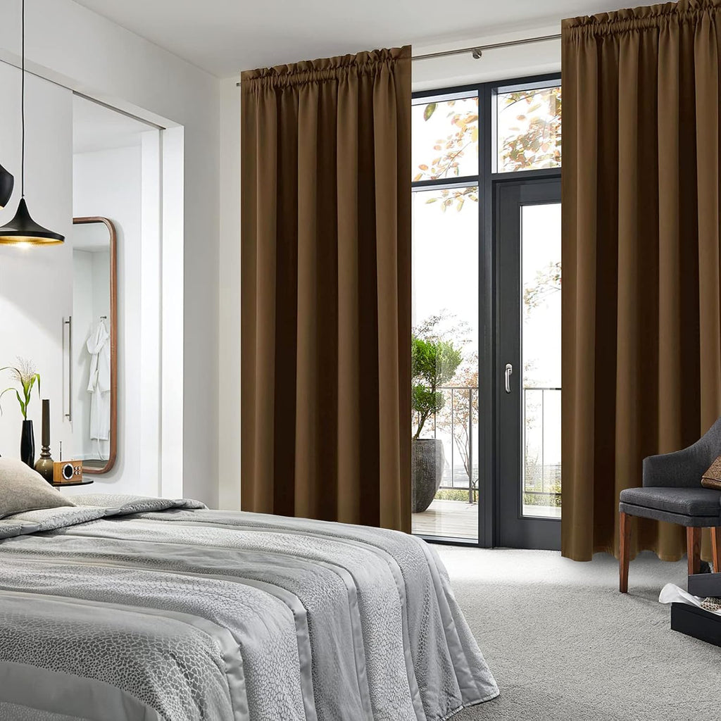 DWCN Brown Blackout Curtains for Bedroom, Thermal Insulated Energy Saving Room Darkening Curtains for Living Room (W60 x L84 inch, Set of…