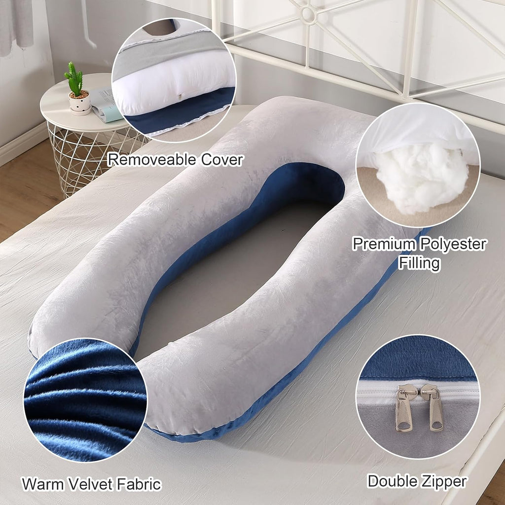 Amagoing 55 inches Pregnancy Pillows for Sleeping, U Shaped Maternity Full Body Pillow for Pregnant Women with Hip, Leg, Back, Belly Suppor…