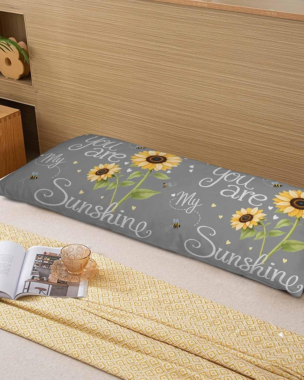 Rgaienmelw You Are My Sunshine Body Throw Pillow Covers 20x54 Inches, Rectangle Decorative Pillowcase with Zipper, Yellow Sunflowers C…