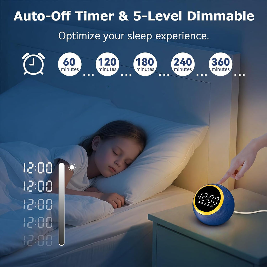 White Noise Sound Machine with Clock: Alarm Clocks, 30 Soothing Sounds, 10 Soft Wake-Up Sounds, 32 Adjustable Volume & Timer, Memory…
