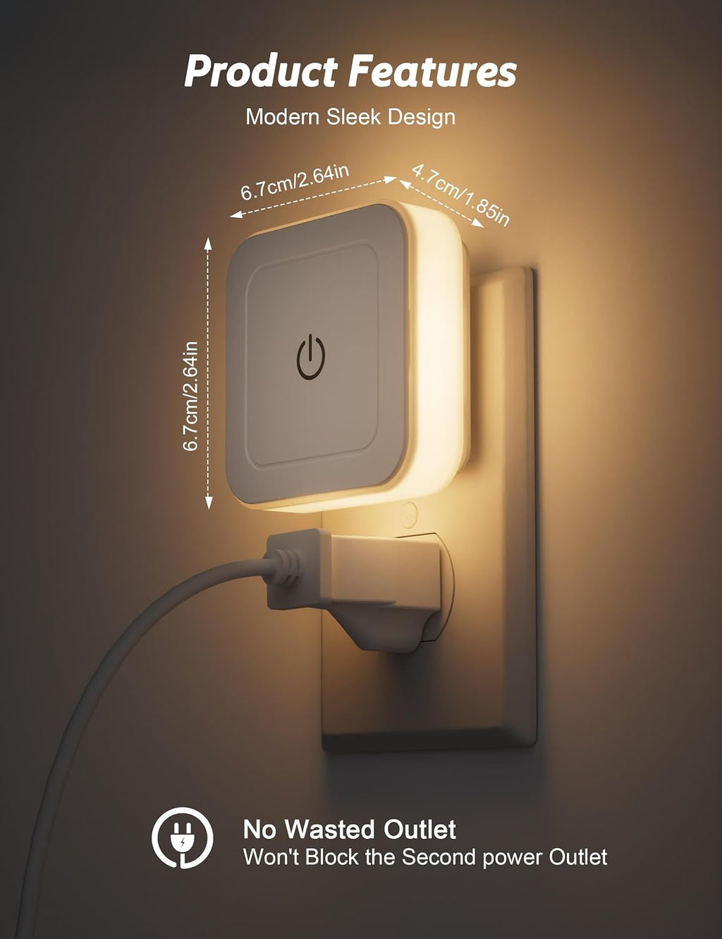 Sujeet Modern Night Light, 1-50LM Stepless Dimming LED Night Light with 3CCT (3000K/4500K/6500K), Night Lights Plug into Wall Night Light f…
