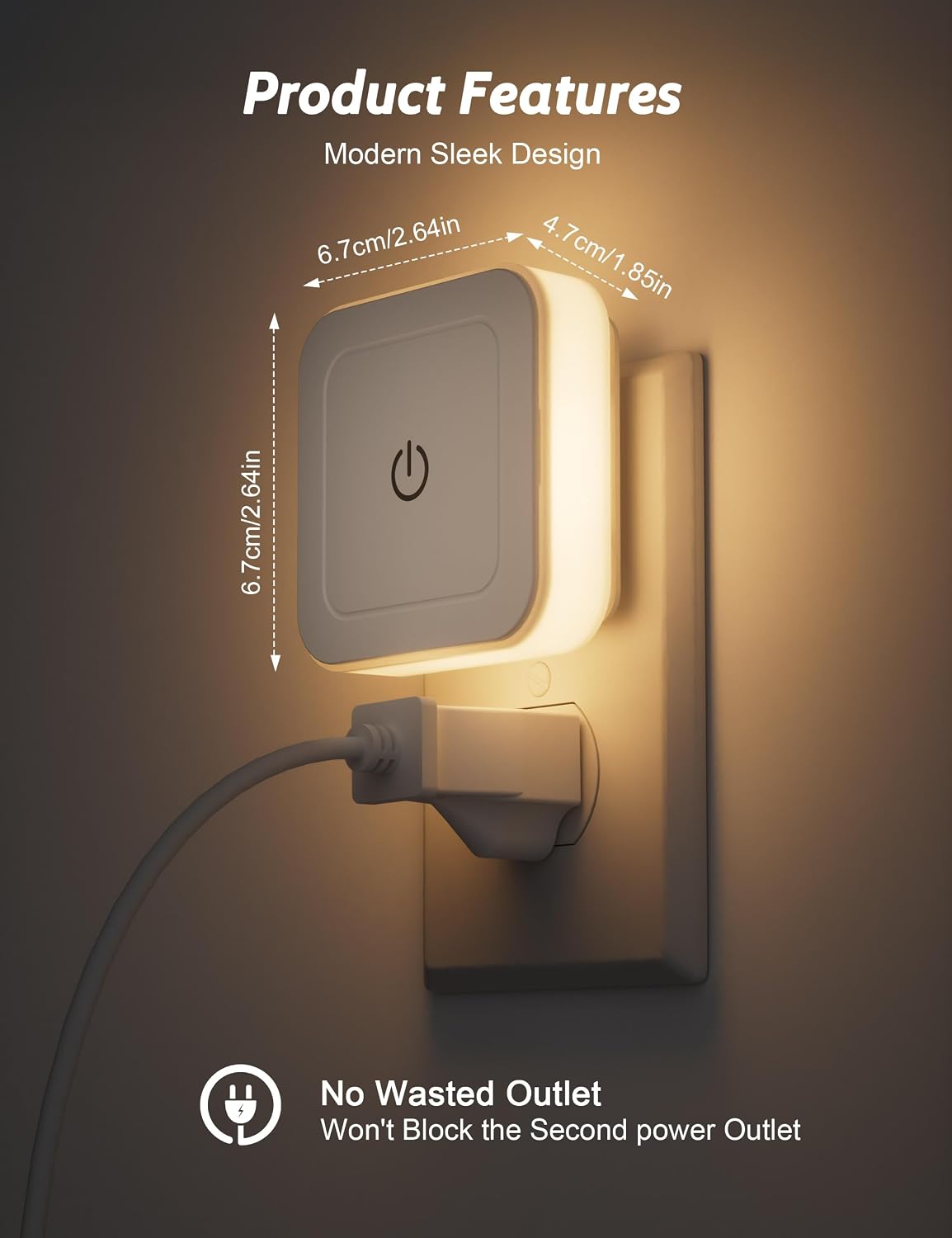Sujeet Modern Night Light, 1-50LM Stepless Dimming LED Night Light with 3CCT (3000K/4500K/6500K), Night Lights Plug into Wall Night Light f…