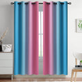 Yakamok Ombre Pink and Blue Curtains for Bedroom, Gradient Room Darkening Curtains, Grommet Thermal Insulated Light Blocking Window Drapes/…