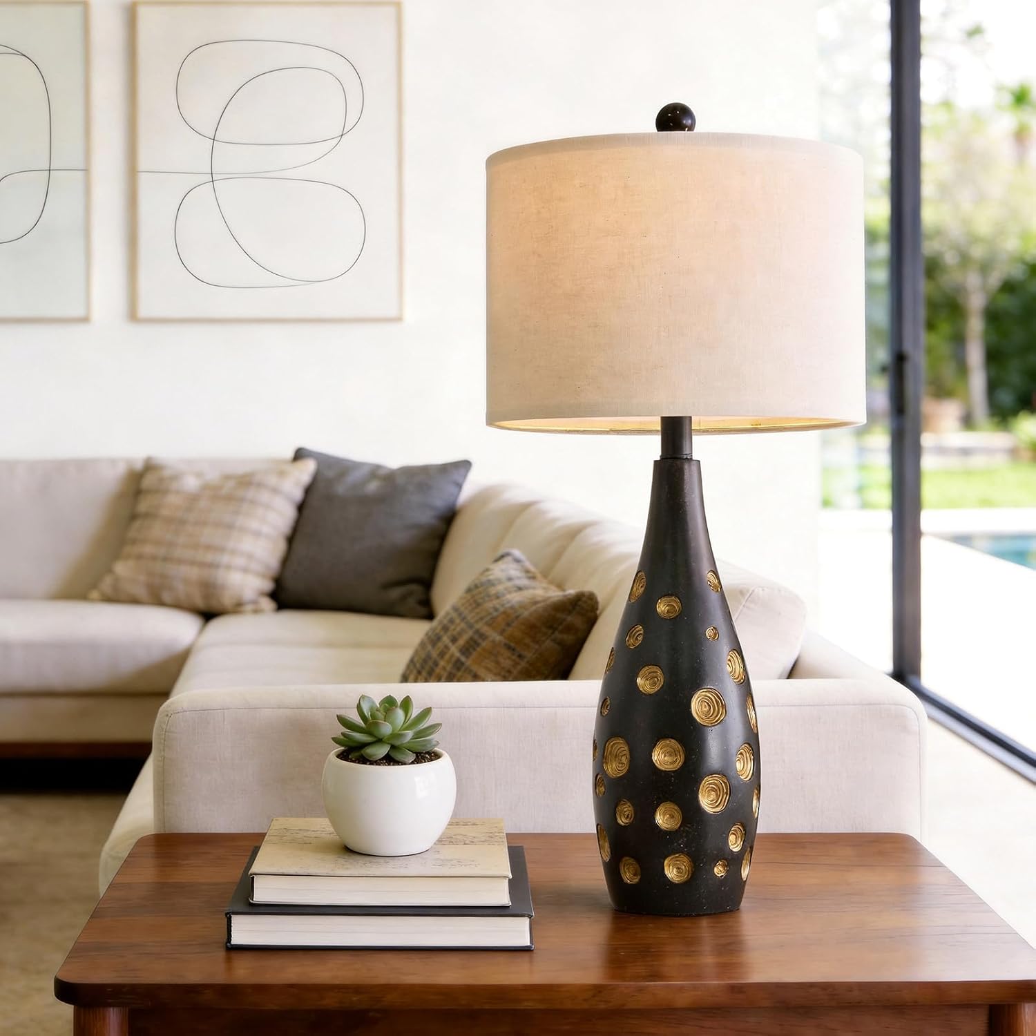 BOBOMOMO 26” Table Lamps Set of 2 for Living Room Bedroom, Modern Gold Accent Bedside Lamps with Linen Shade & Rotary Switch, Modern…