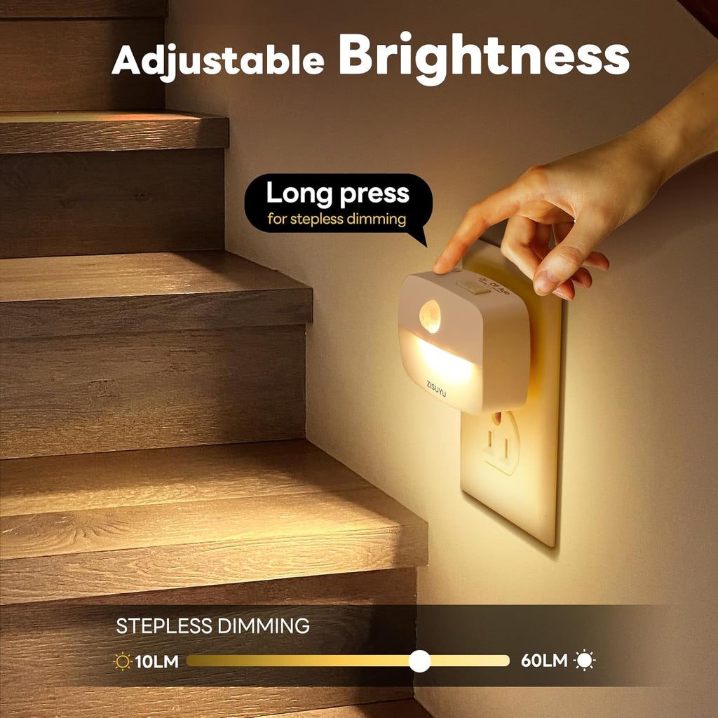 ZISUYU Plug-in LED Night Light with Motion Sensor, 10-60lm Dimmable Nightlight with Multi-Mode & Color-Changing, Ideal for Bedroom…