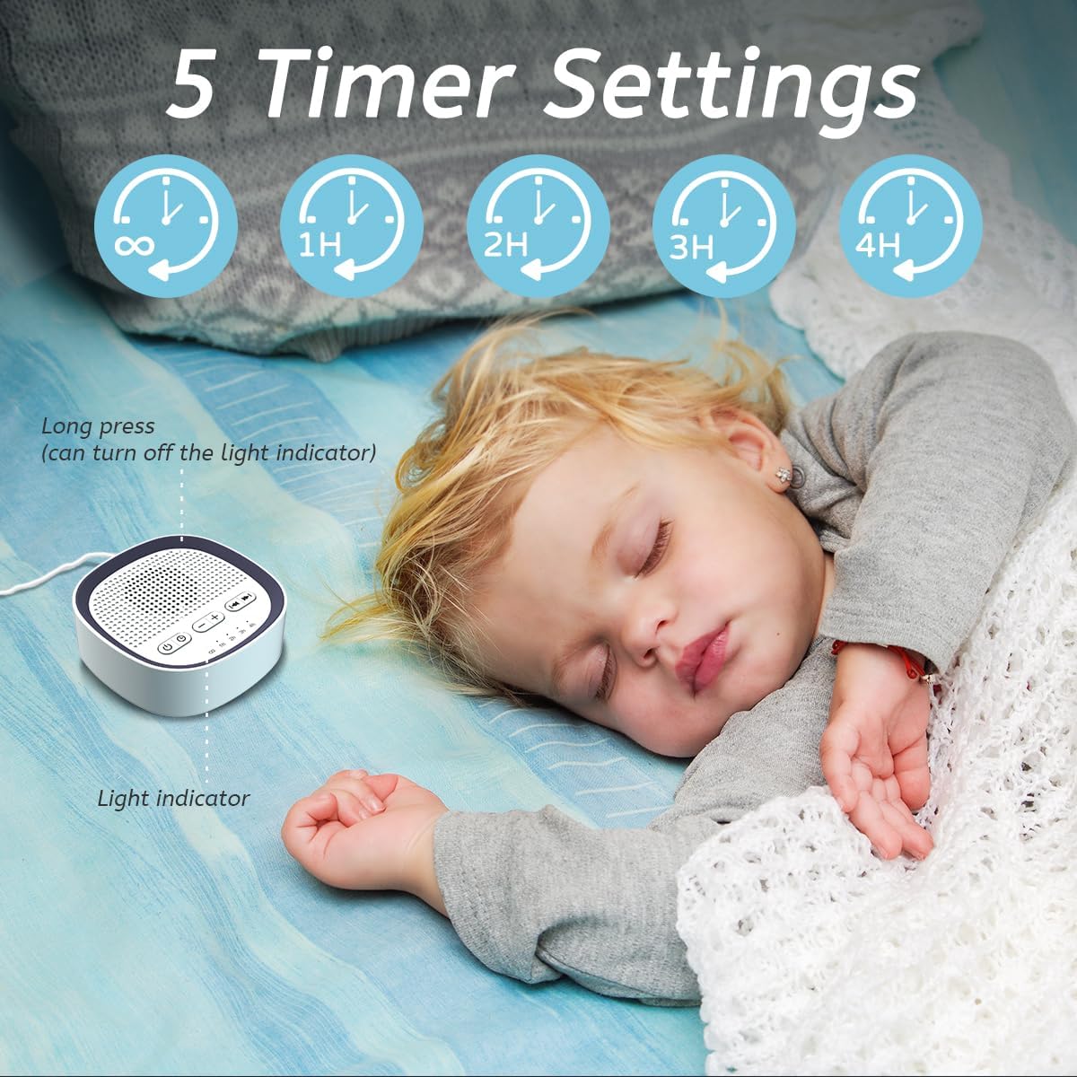 Sleep White Noise Sound Machines with 30 Soothing Sounds 3.5 mm Headphone Jack 5 Timer Settings 32 Precise Volume Memory Function Compact…