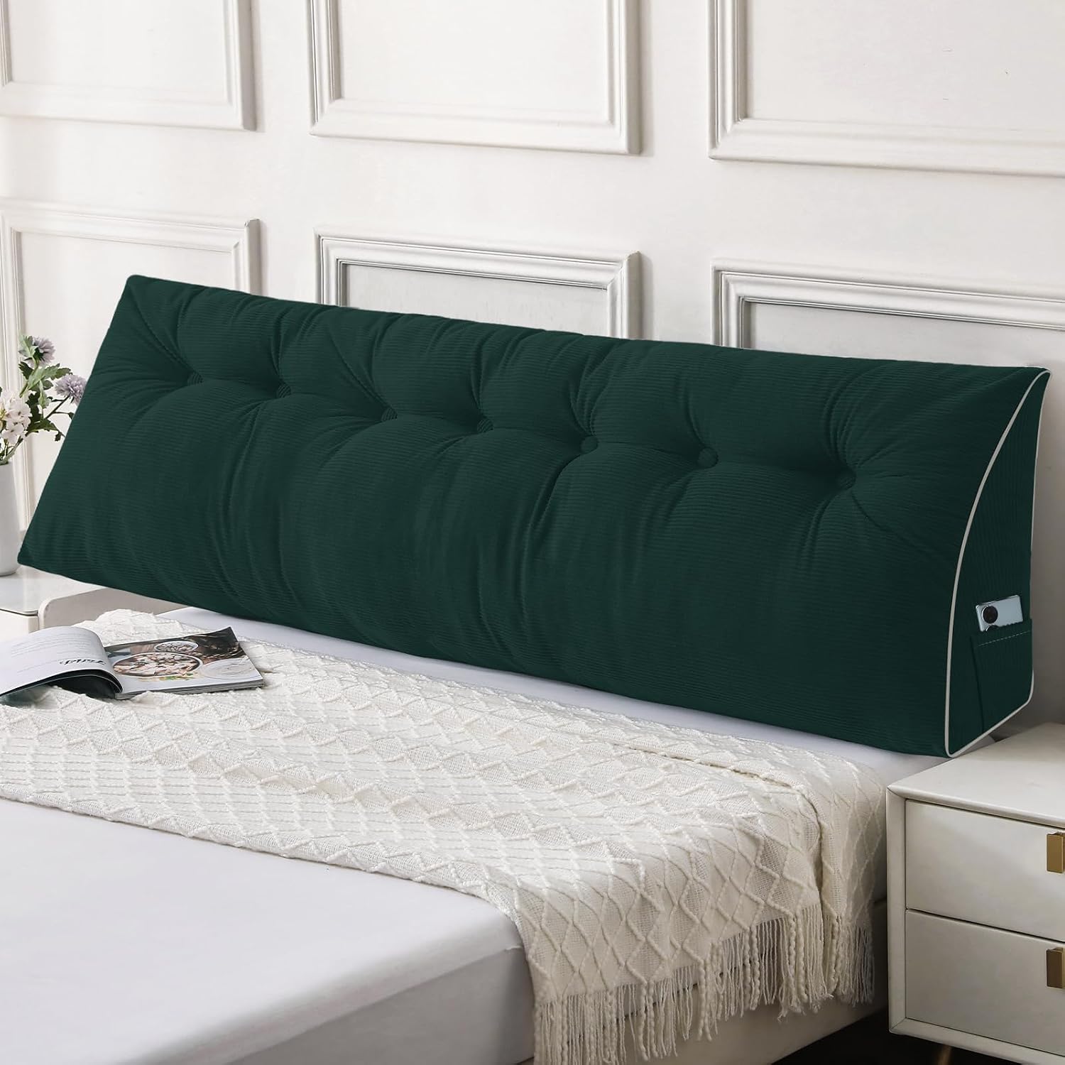 Sasttie Headboard Pillow King, Wedge Pillow Headboard for Sitting Up in Bed, Back-Rest Support Triangular Cushion for Reading - Features Re…