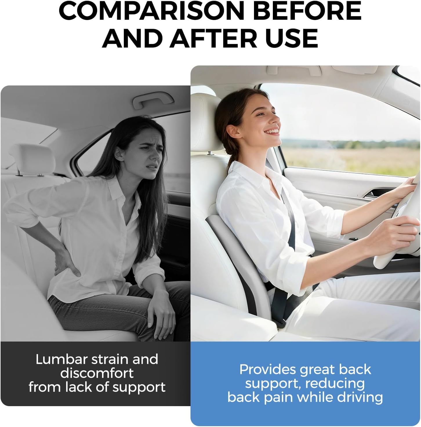 Bebas Lumbar Support Pillow for Car, Memory Foam Back Cushion for Driving, Ergonomic Lumbar Pillow for, Comfort Lower Back Support for Off…