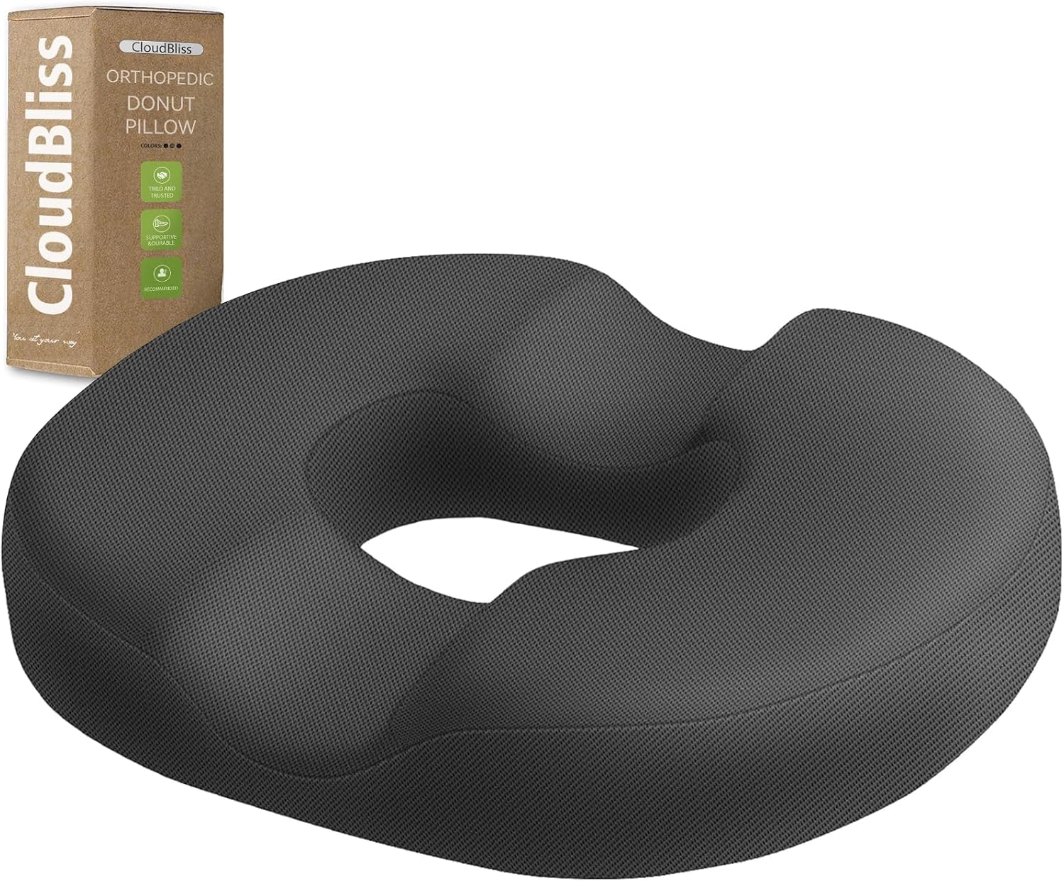 CloudBliss Donut Pillow Seat Cushion Chair Pad for Tailbone and Hemorrhoids, Memory Foam Seat Chair Cushion for Men and Women for Home & Of…