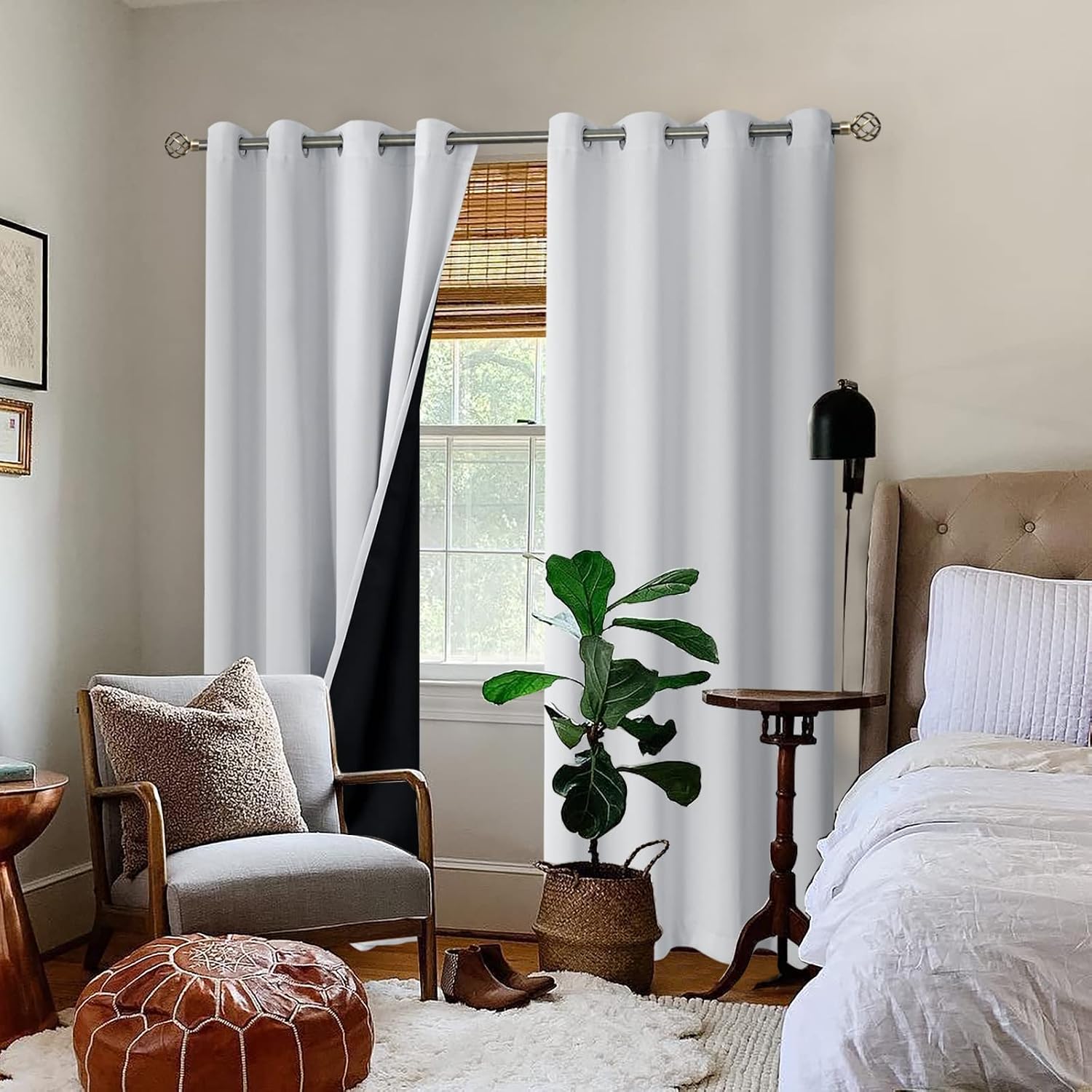 BGment Greyish White 100% Blackout Curtains for Living Room 96 Inch Length 2 Panels, Thermal Insulated Full Light Blocking Energy Save Wind…