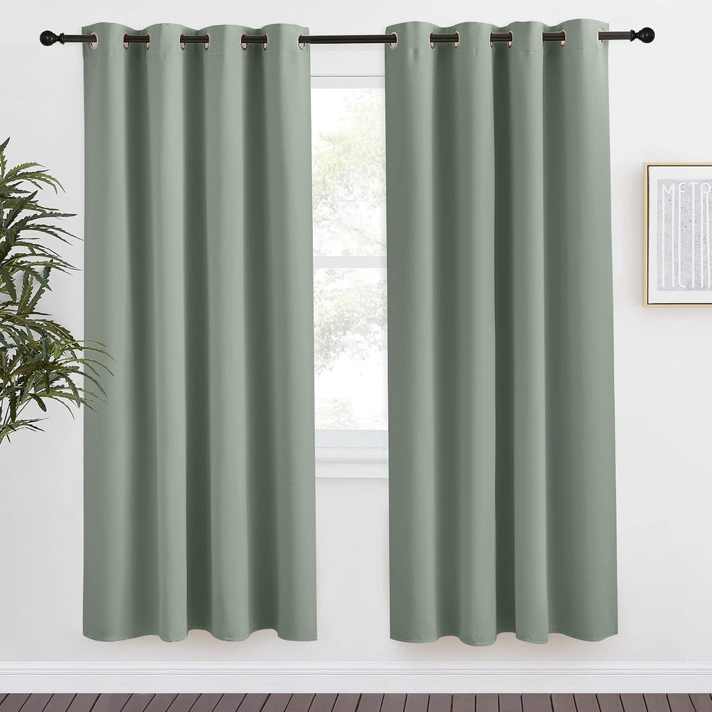 NICETOWN Blackout Greyish Green Curtain 78 inch Length for Bedroom, W55 x L78, 1 Panel, Thermal Insulated Grommet Room Darkening Window…