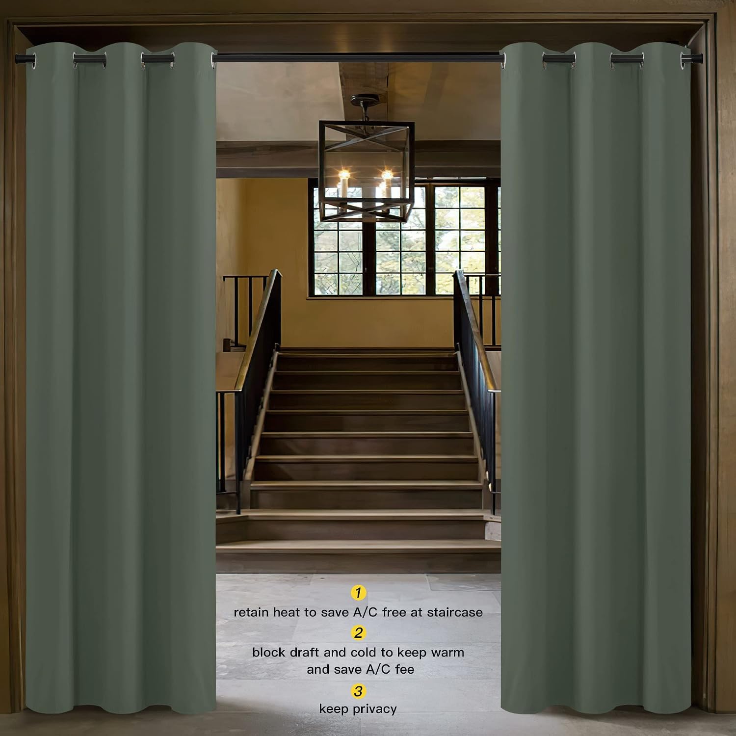 NICETOWN Dark Mallard Blackout Room Darkening Window Curtain Thermal Insulated Solid Grommet Blackout Curtain/Drape for Living Room…