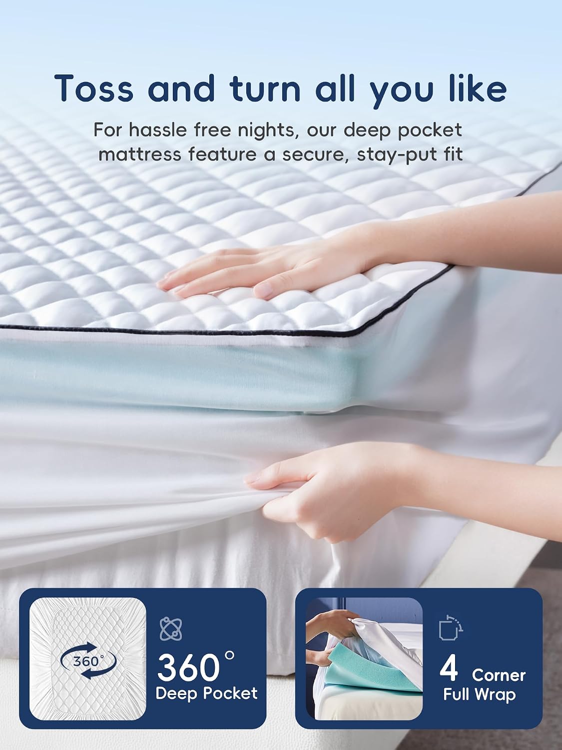 Masionbackyards Dual Layer Memory Foam Mattress Topper King, Gel Memory Foam and Cooling Pillow Top Mattress Pad Cover for Pressure Relief a…