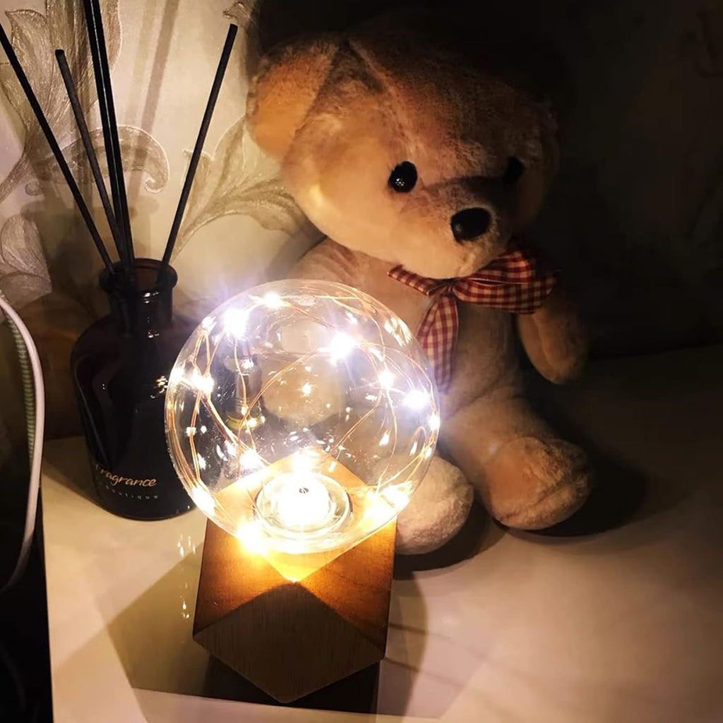 Small Wood Table Lamp Edison Bulb Dimmable Desk Lamp E26 60W Industrial Night Light Boho Deco for Bedroom, Living Room or Office(No Bulb)