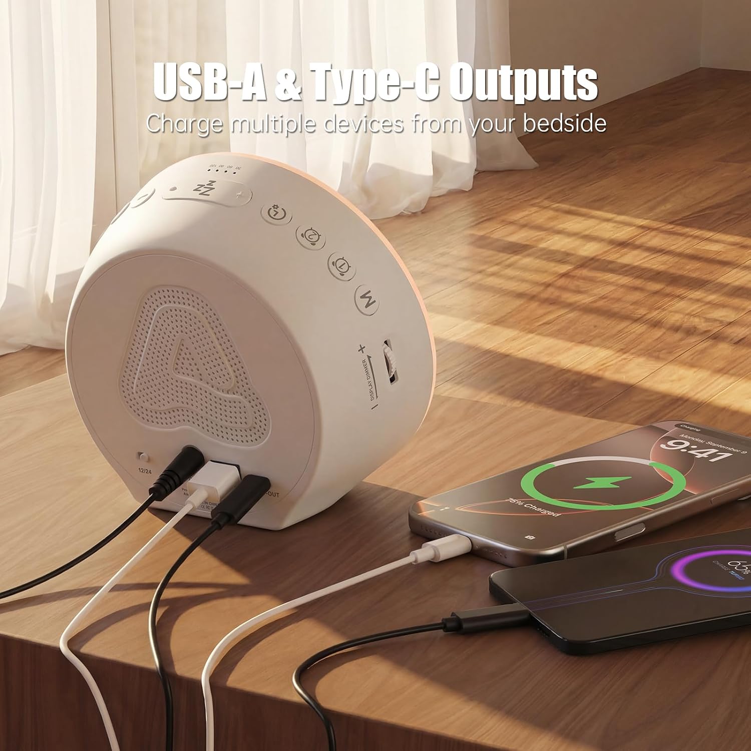 Alarm Clock Sound Machine Sleeping, Sunrise Digital Alarm Clocks Bedrooms, Loud Bluetooth Speaker Alarms Clock 23 White Noise Dual Alarms…