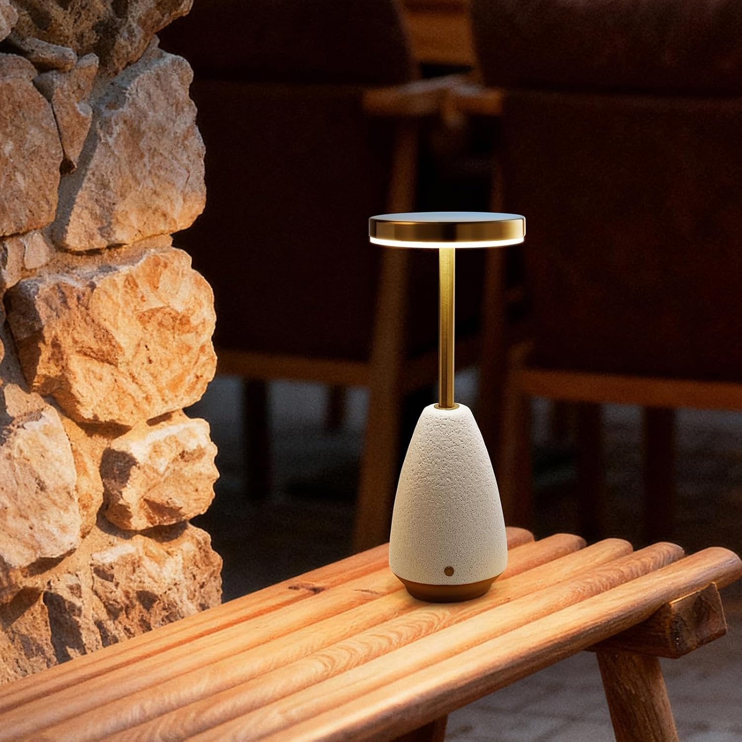 RONDURE 11.0" Ceramic Cordless Table Lamp, Portable Rechargeable Table lamp, Touch Dimmable Warm Ambient Lighting for Living Room…