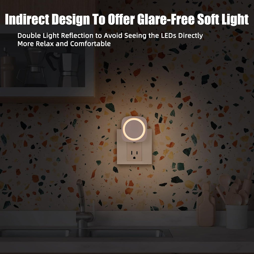 Warm Night Lights Plug into Wall, 4 Packs Dimmable Night Light with Dust to Dawn Sensor, Automatically Turn on and Off, Gentle Glow…
