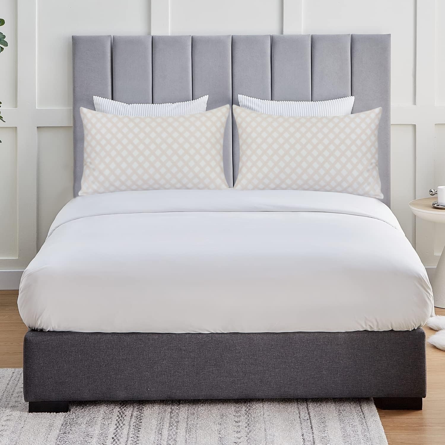 Feather & Stitch 300 TC 100% Cotton Standard Size Pillowcases 2 piece, Ultra Soft Set of 2 Sateen Weave Pillow Covers with Envelope…