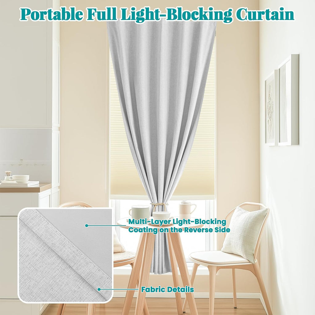 100% Blackout Self Adhesive Portable Curtains for Bedroom Easy to Install Window Thermal Lnsulated Kitchen Room Darkening Small Window…