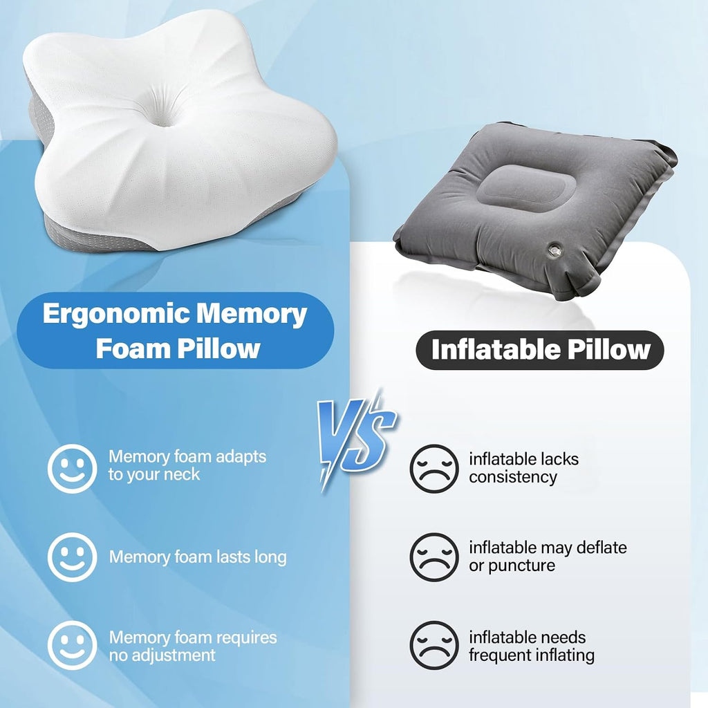 SAHEYER Memory Foam Camping Pillow, Travel Pillows for Sleeping, Cervical Neck Support Camping Gear Accessories - Small Pillow Travel…