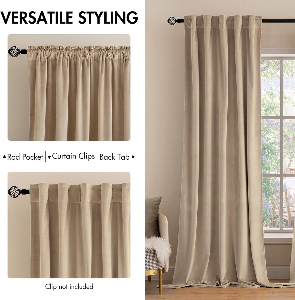Miulee Velvet Curtains 2 Panels Luxury Blackout Curtains for Bedroom Living Room Thermal Insulated Super Soft Window Drapes Rod Pocket & Ba…