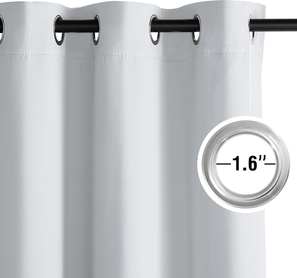 Nicetown Room Darkening Draperies Curtains Panels, 2 Panels Greyish White W52 x L84 White