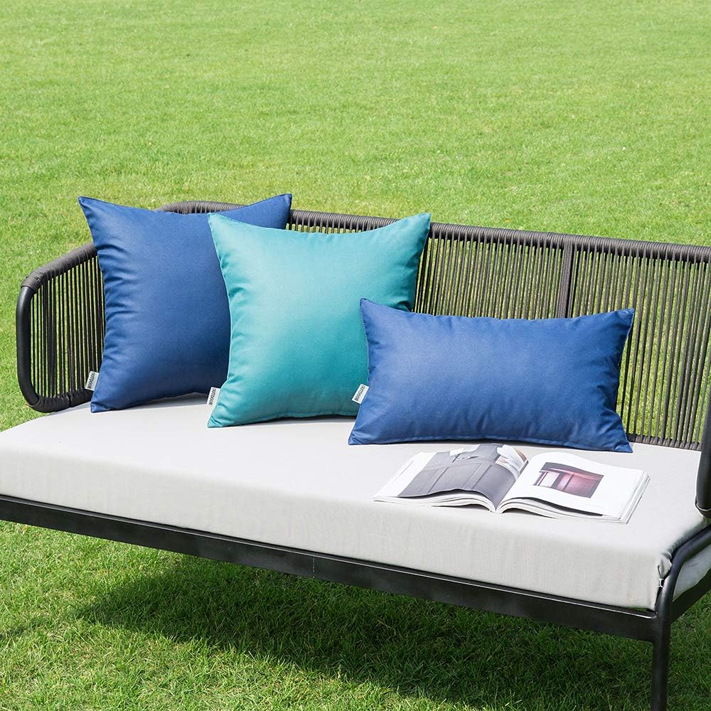 MIULEE Pack of 4 Decorative Outdoor Summer Pillow Covers Square Cushion Cases PU Coating Waterproof Throw Pillowcase Shell for Living…