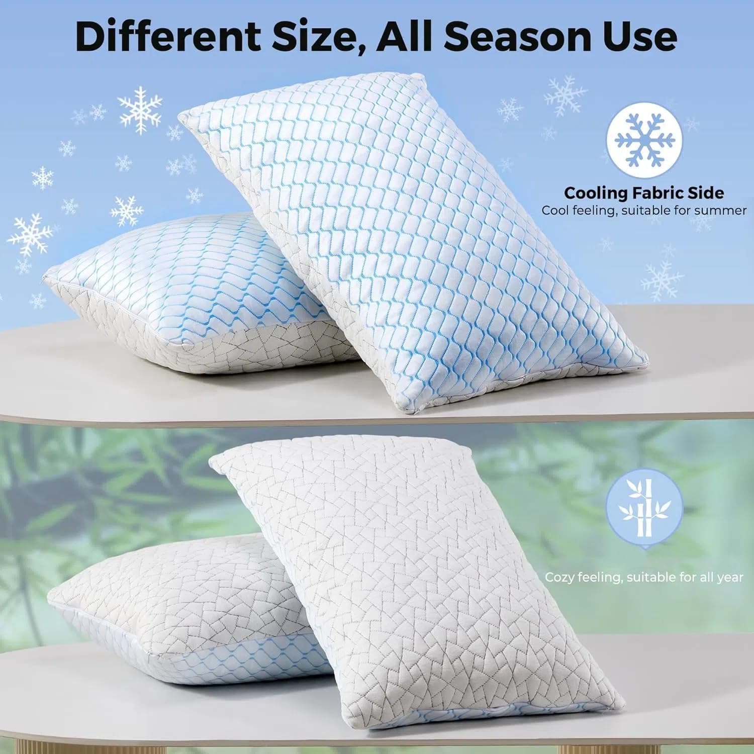 puredown® King Size Pillows Set of 2, Shredded Memory Foam Pillows, Cooling Pillow King 2 Pack, Foam Pillow for Sleeping, Adjustable Firm…