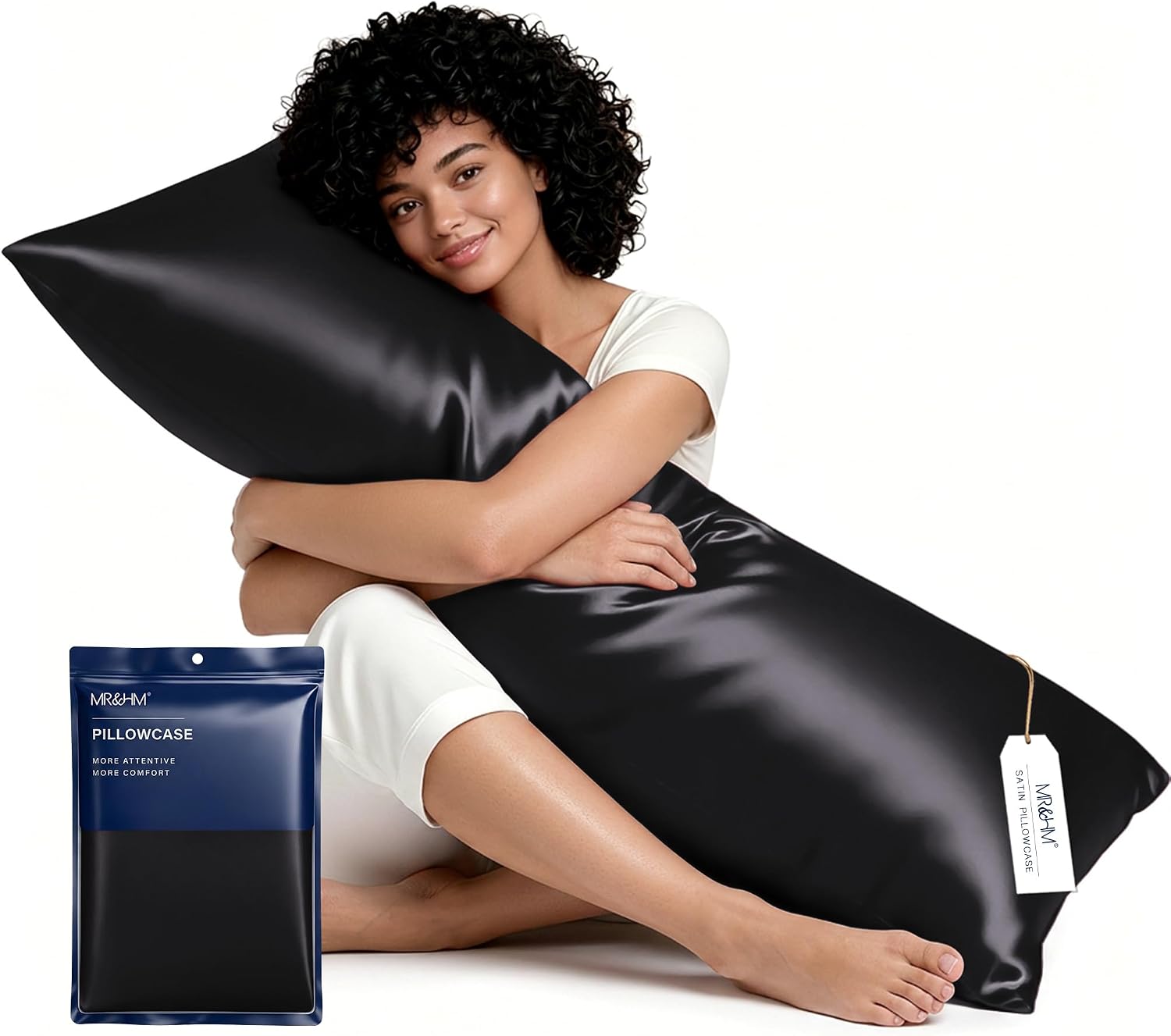 MR&HM Satin Body Pillow Cover, Soft and Breathable Body Pillow Case with Envelope Closure, Cooling and Silky Long Pillowcase for Hair and…