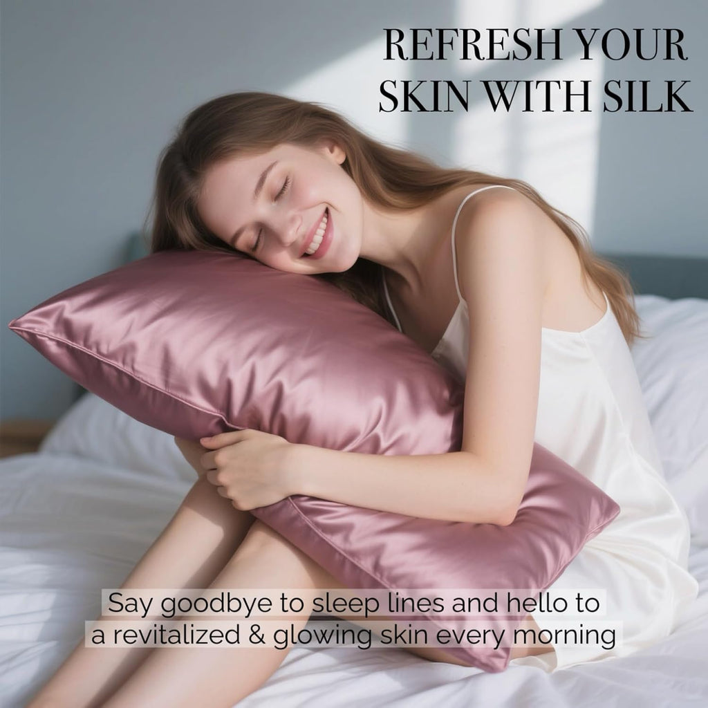 Ravmix Silk Pillowcase for Hair and Skin with Hidden Zipper, Ravmix Both Sides 21Momme Mulberry Silk Cooling Pillow Case Standard Size 20×2…