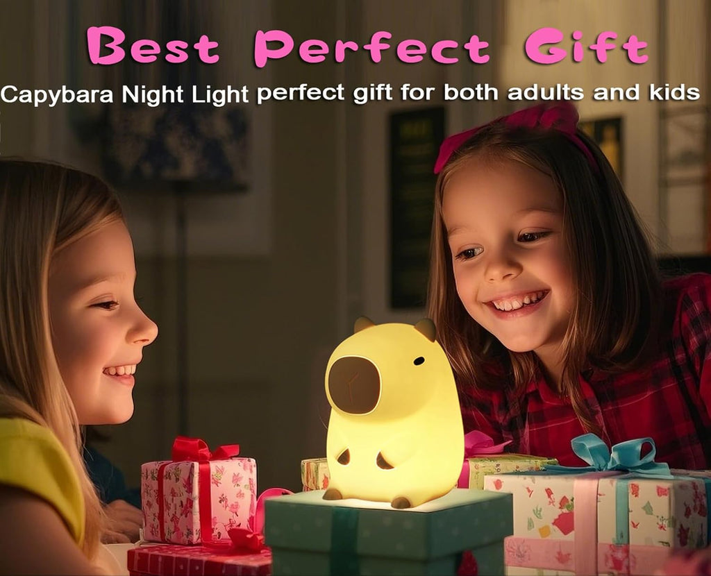 Cute Capybara Night Light, LED Squishy Animal Night Lamp, Soft Silicone Novelty Nightlight, Kids Funny Capybara Lamp Gifts,2 Level Dimmable…