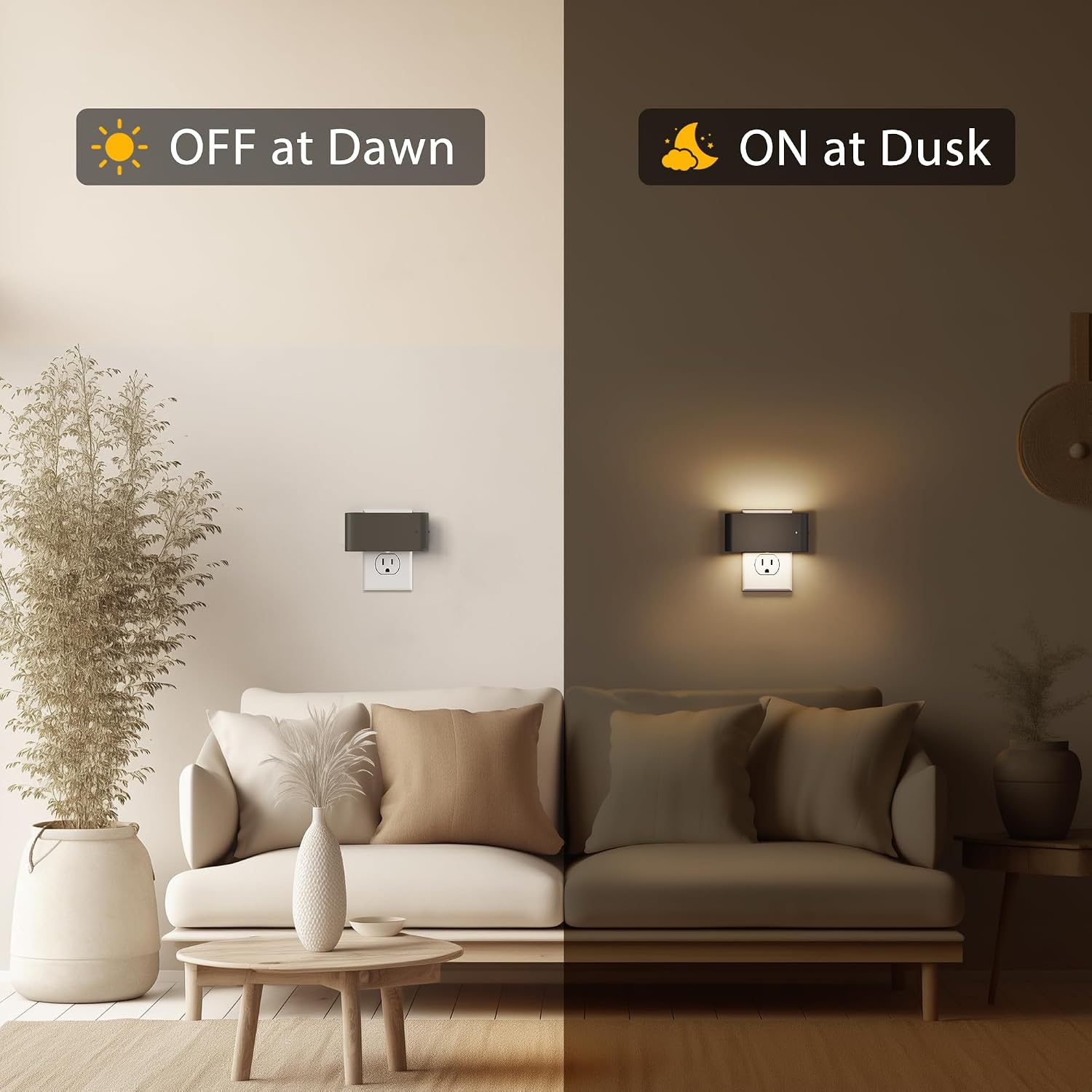 Briignite Night Lights Plug into Wall, 2 Pack, LED Night Light with Dusk to Dawn Light Sensor, Dimmable NightLight Plug in, 3000K Soft…