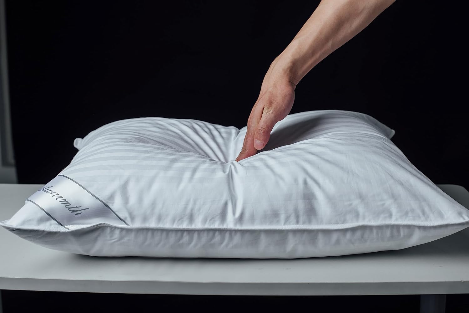 Goose Down Feather Soft Pillows One Pillow 100% Cotton Supportive Bed Pillow Stripe White Color Standard Size 20x26 inch