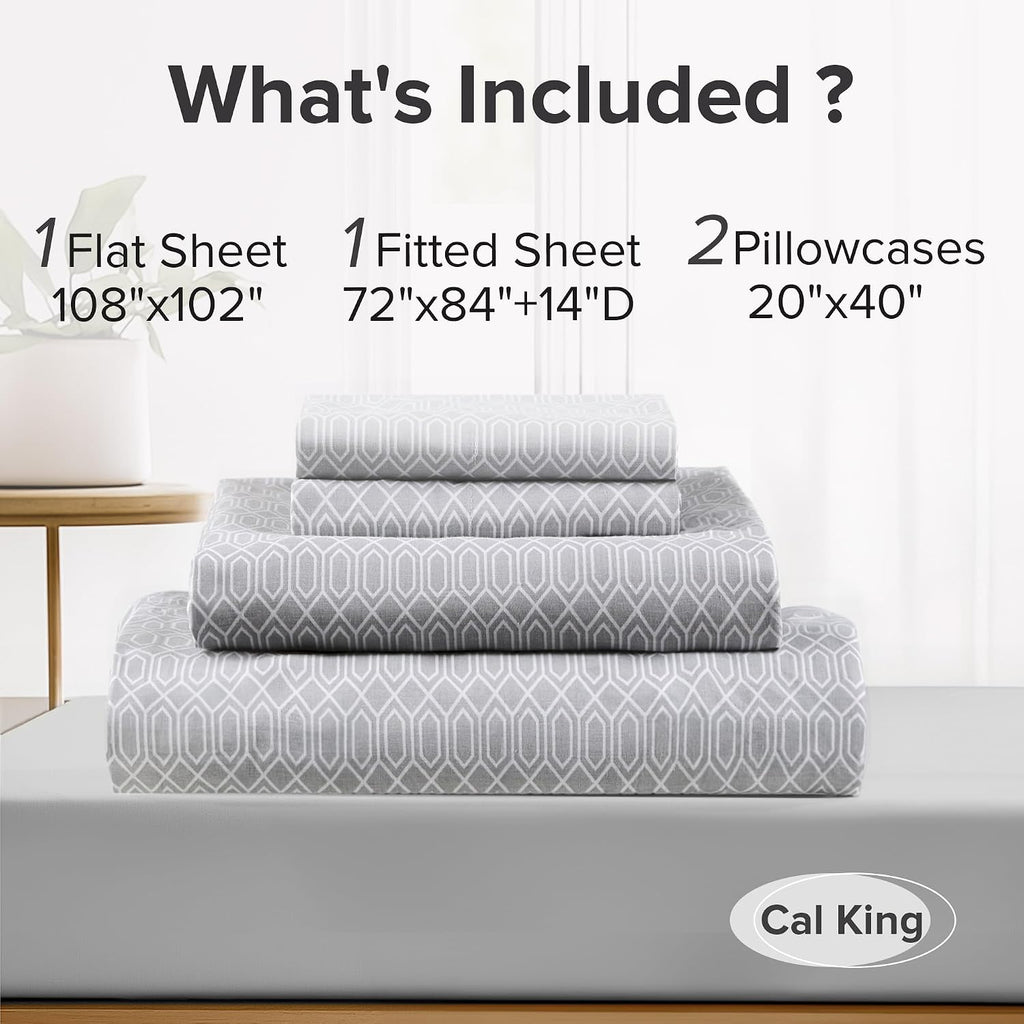 ComfortSpaces Comfort Spaces 100% Cotton Sheet Set Breathable, Lightweight, Soft with 14" Elastic Pocket Fits up to 16" Mattress, All Seaso…