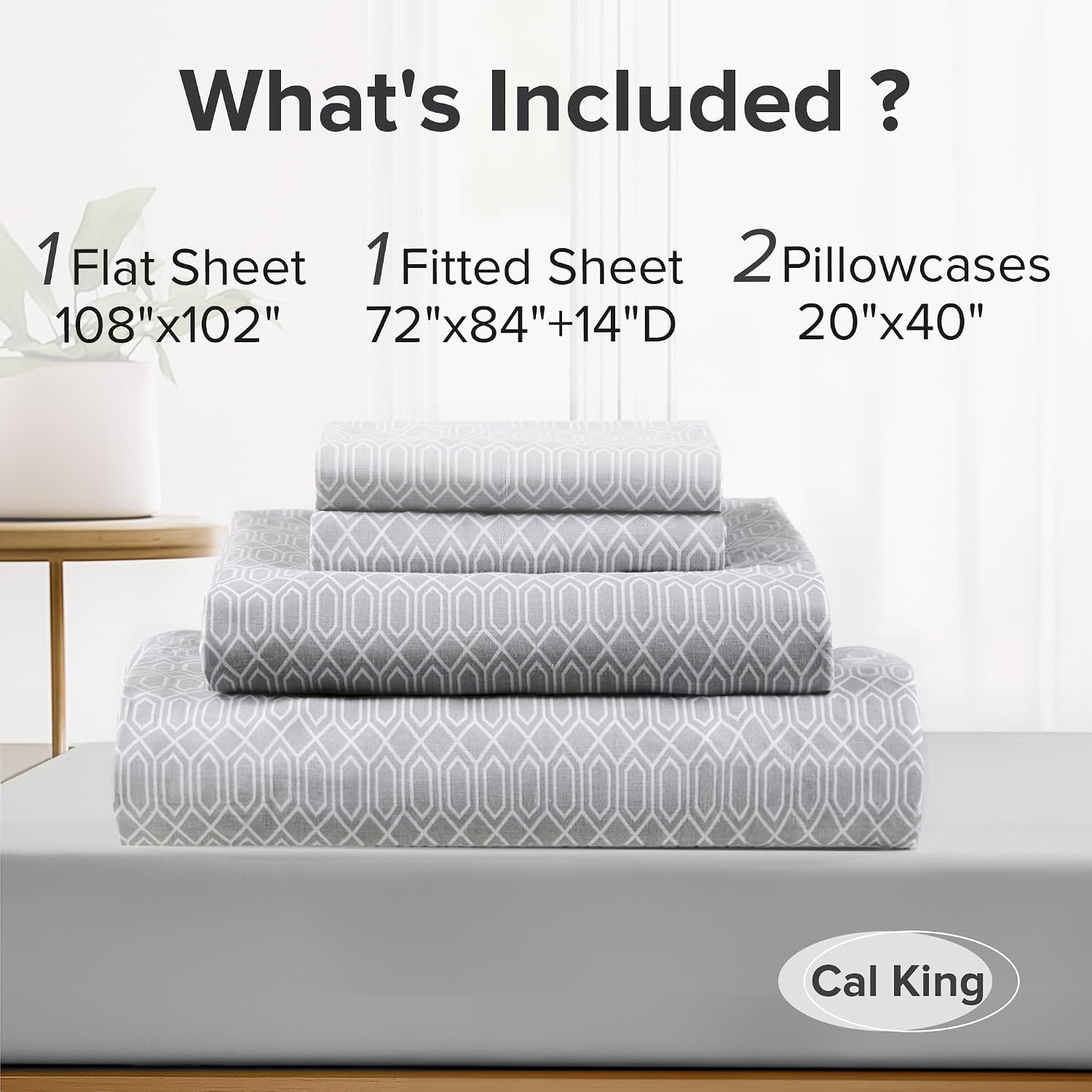 ComfortSpaces Comfort Spaces 100% Cotton Sheet Set Breathable, Lightweight, Soft with 14" Elastic Pocket Fits up to 16" Mattress, All Seaso…
