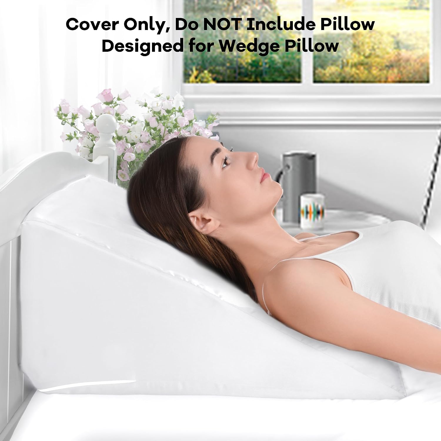 HOMBYS Satin Bed Wedge Pillow Cover Silky & Smooth Wedge Pillowcase 1 Pack 24x24x10.5, Soft & Breathable, Removable & Machine…