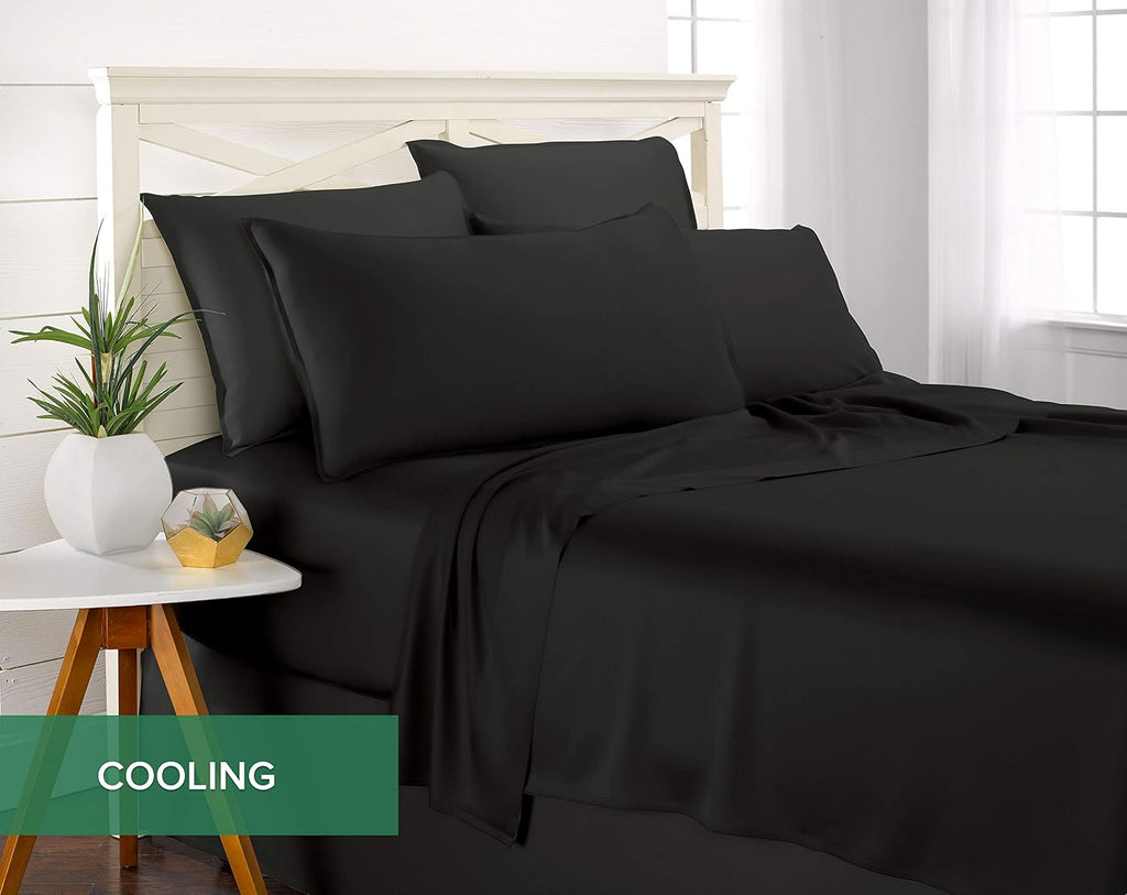 PureBamboo Pure Bamboo Queen Sheets, Genuine 100% Organic Viscose Derived from Bamboo Bed Sheet Set, Luxuriously Soft & Cooling, Double Sti…